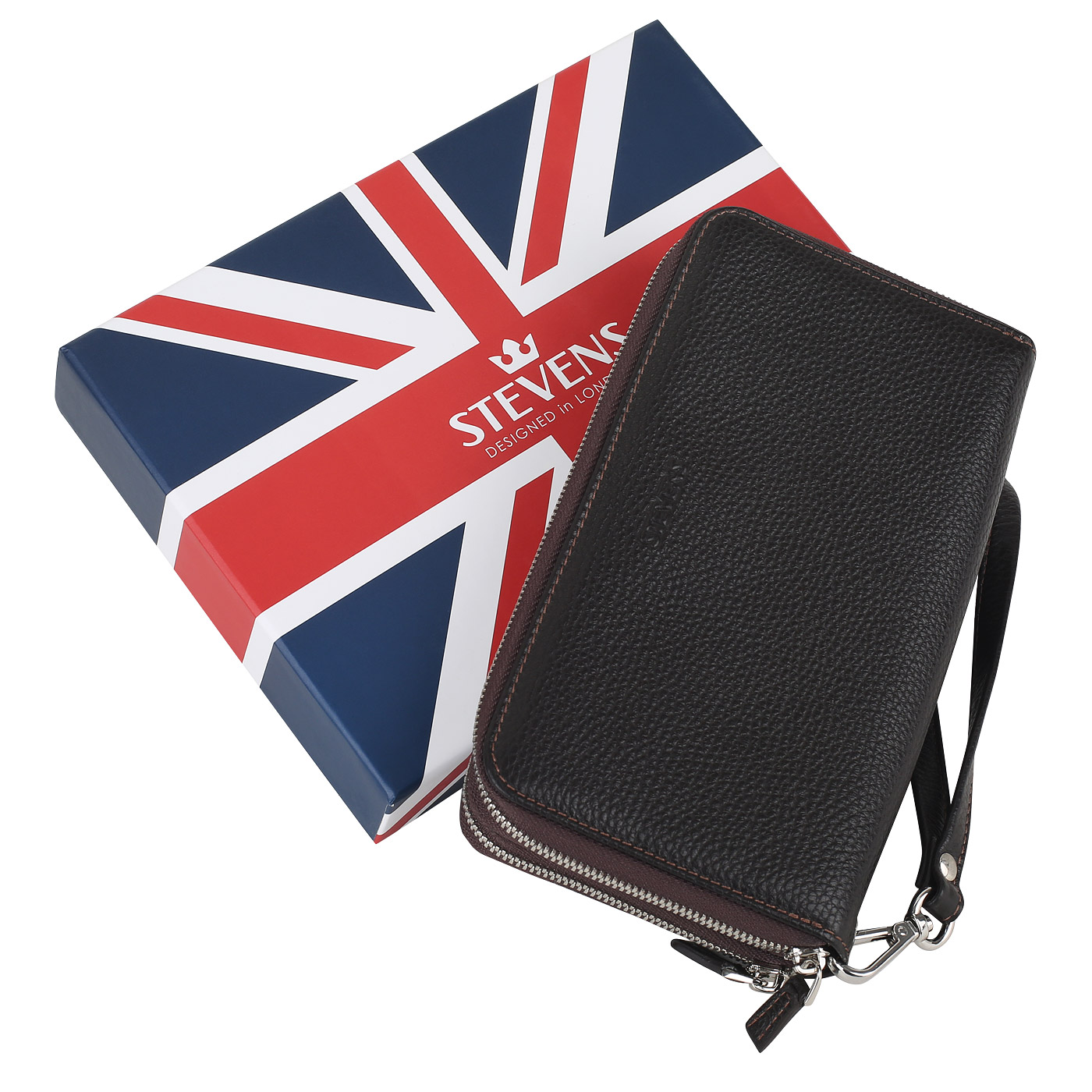 Кожаный клатч с ремешком на запястье Stevens 