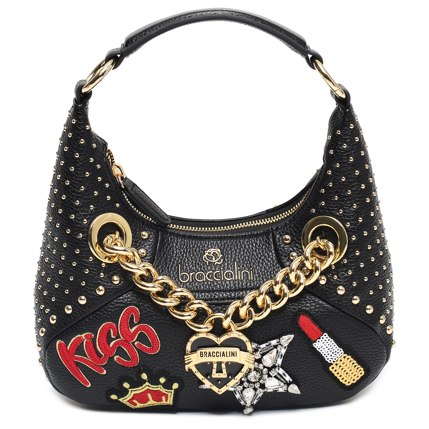 Braccialini Сумка с вышивкой и клепками