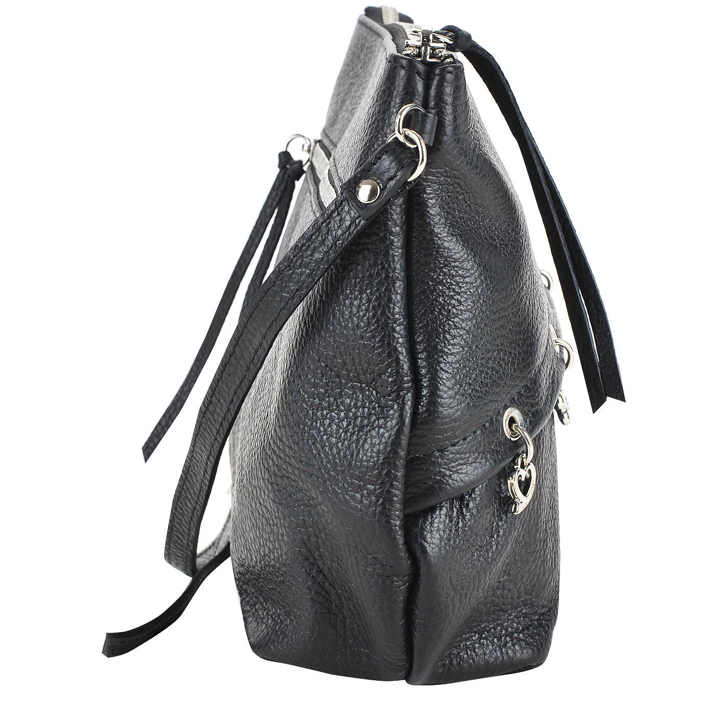 Женская кожаная сумка черного цвета через плечо Marina Creazioni 