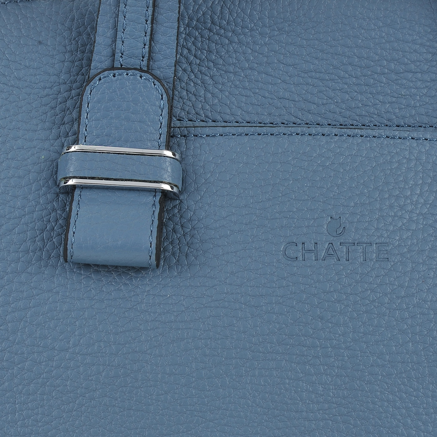 Синяя кожаная сумка с короткими ручками Chatte 