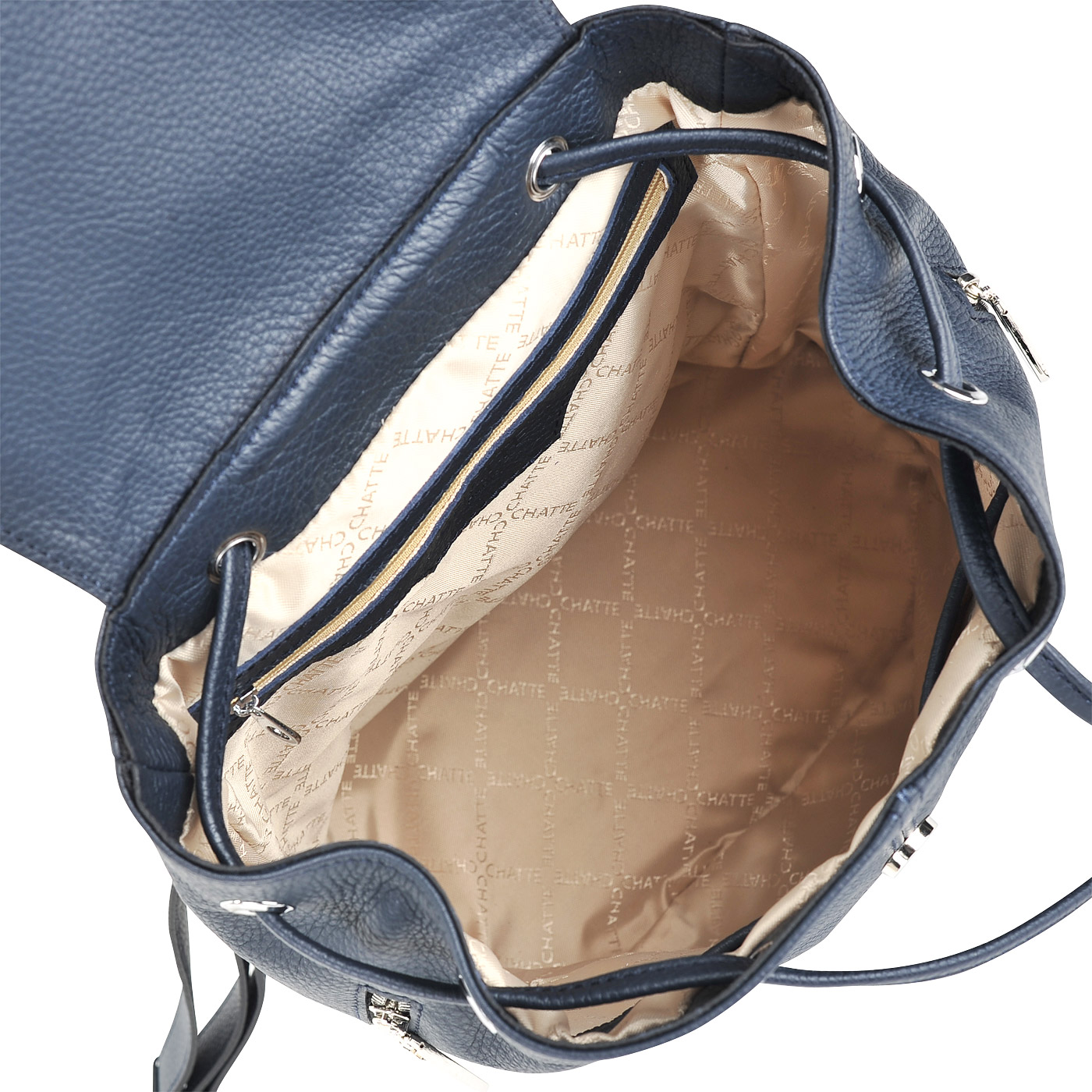 Женский рюкзак из зернистой синей кожи Chatte 