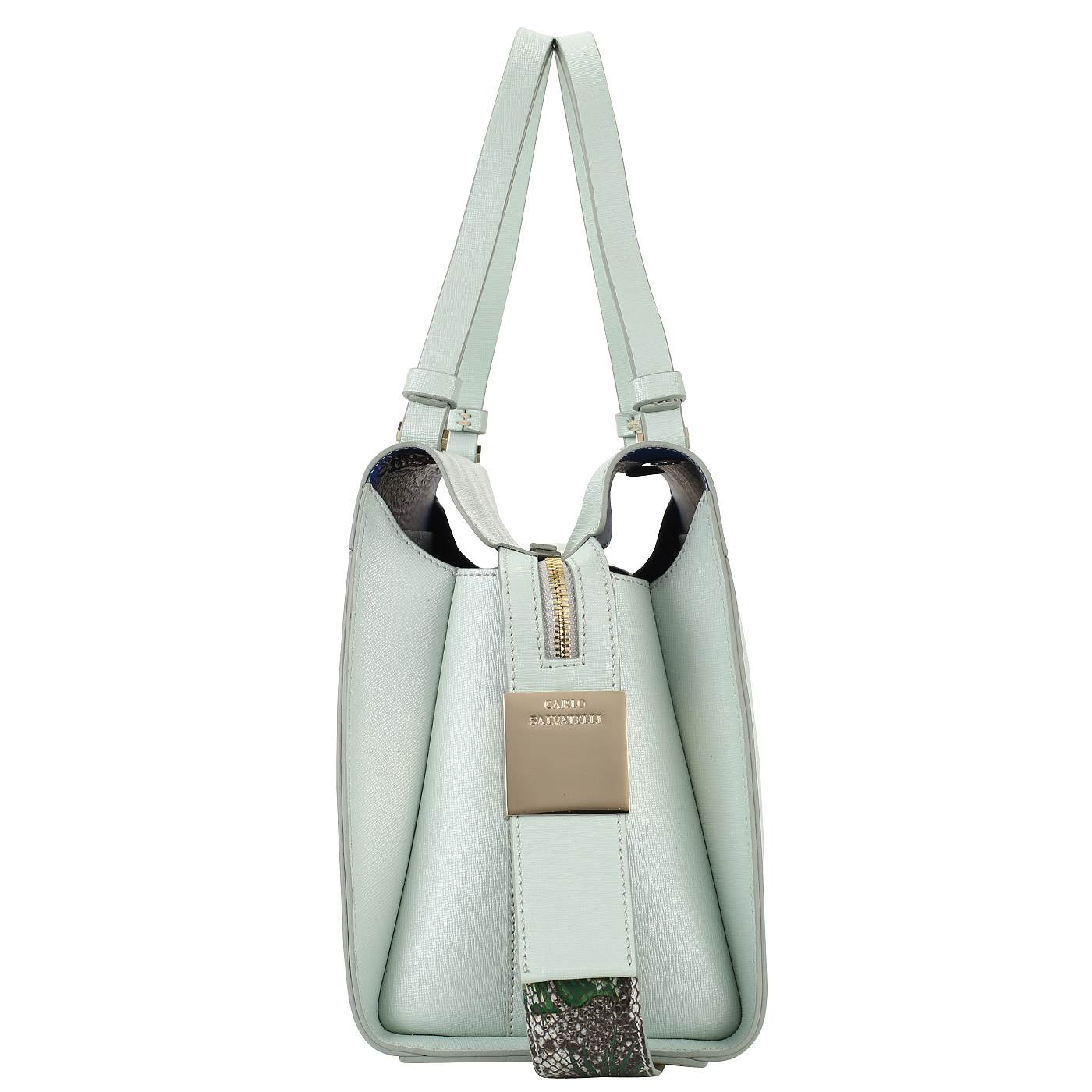 Женская сумка из зеленого сафьяна Carlo Salvatelli Saffiano
