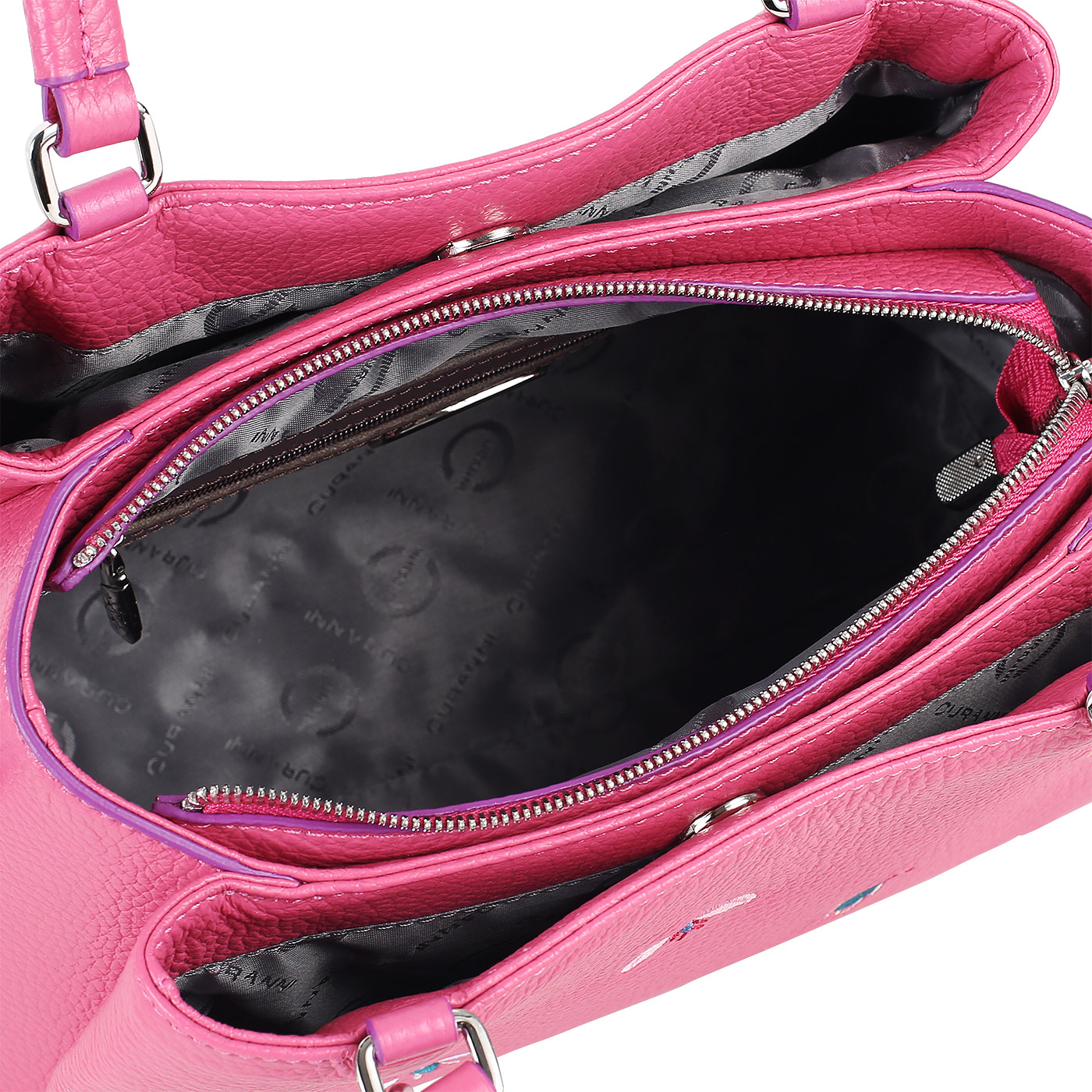 Кожаная сумка с вышивкой Curanni 