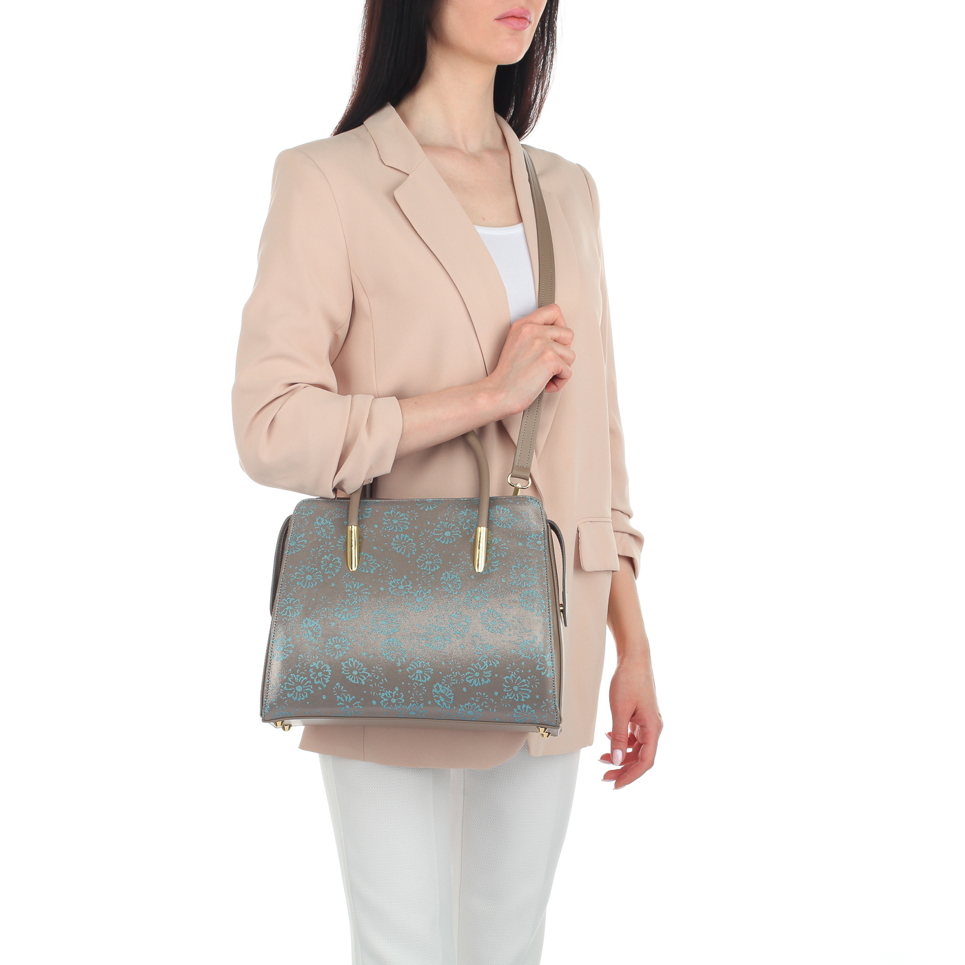 Женская классическая сумка из комбинированной кожи Gilda Tonelli Lizz Day Tundra