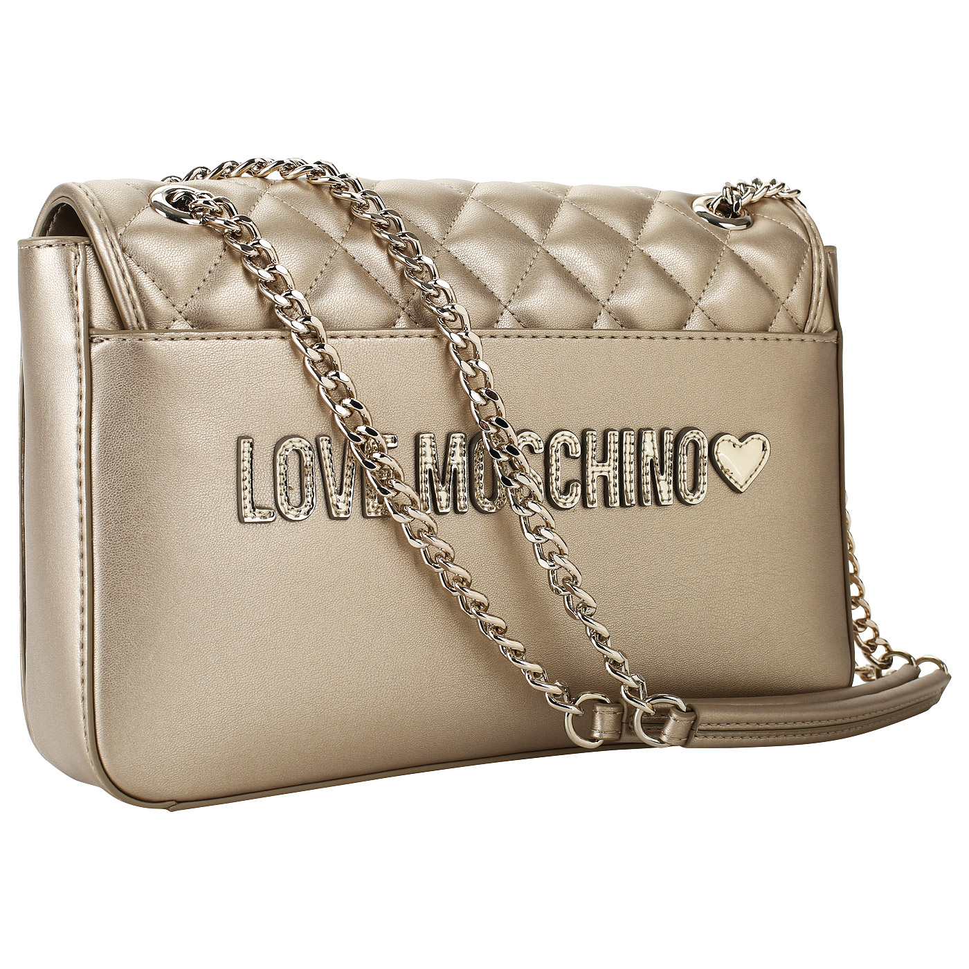 Золотистая женская сумочка Love Moschino Quilted Metallic