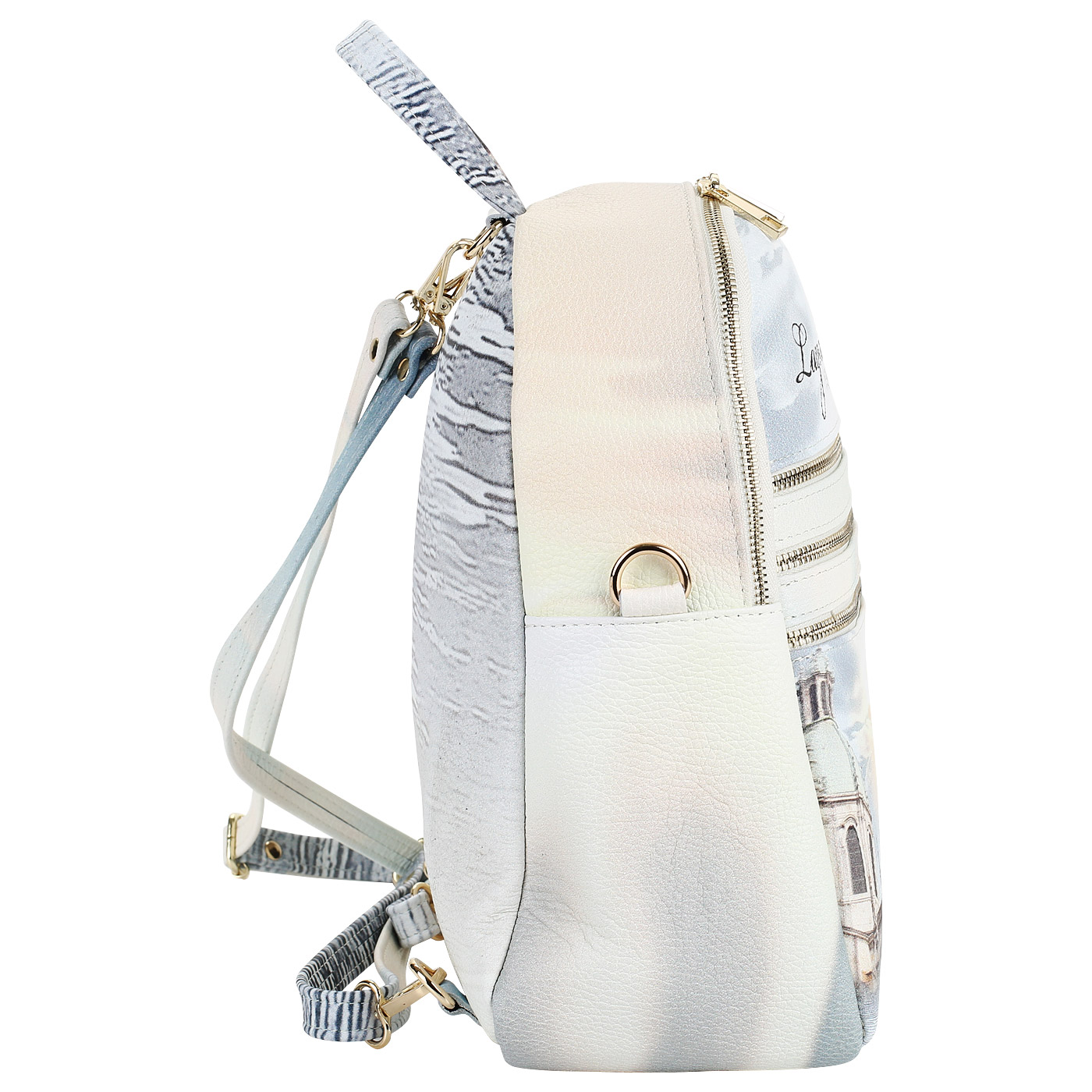 Кожаный женский рюкзак с принтом Acquanegra Como