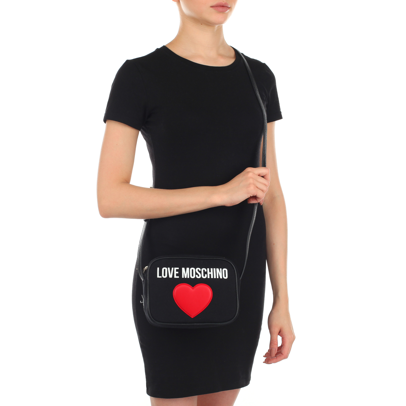 Черная женская сумочка на молнии Love Moschino LM  and  Heart