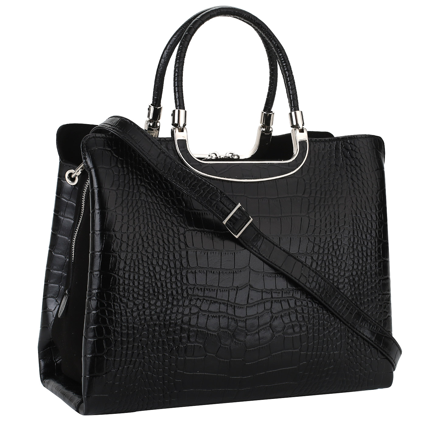Черная сумка с отделкой под крокодила Gilda Tonelli Brunello Cam