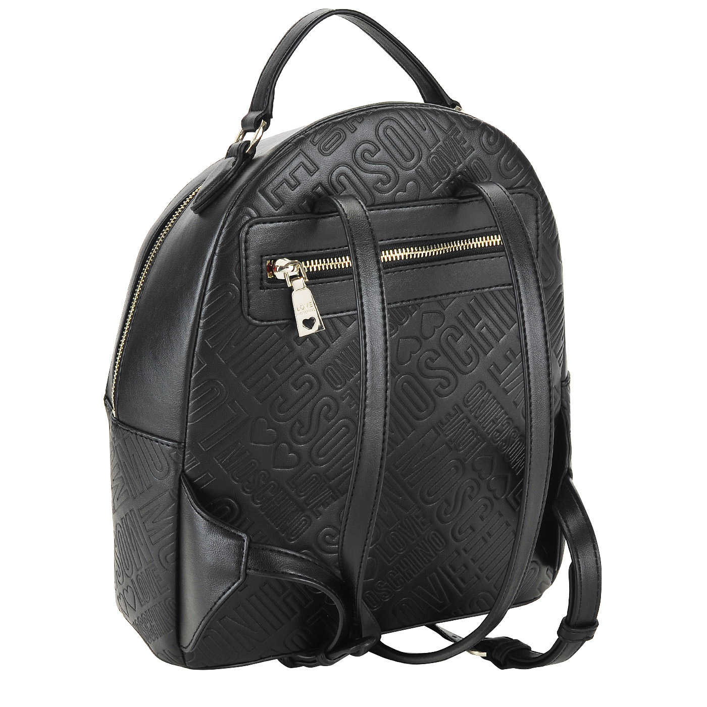 Женский черный рюкзак с тиснением и узкими лямками Love Moschino Embossed logo
