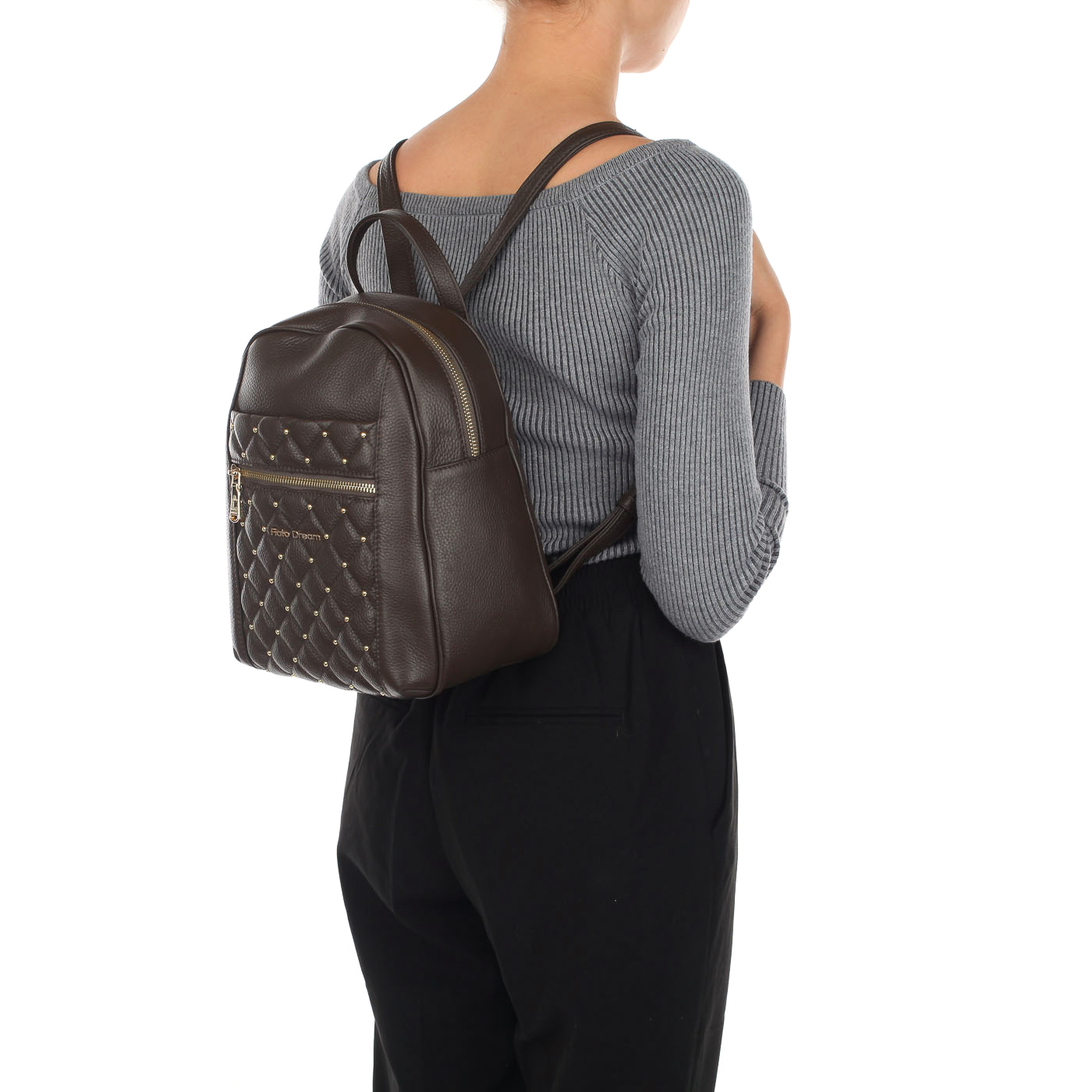 Женский кожаный рюкзак с декоративными клепками Fiato Dream 