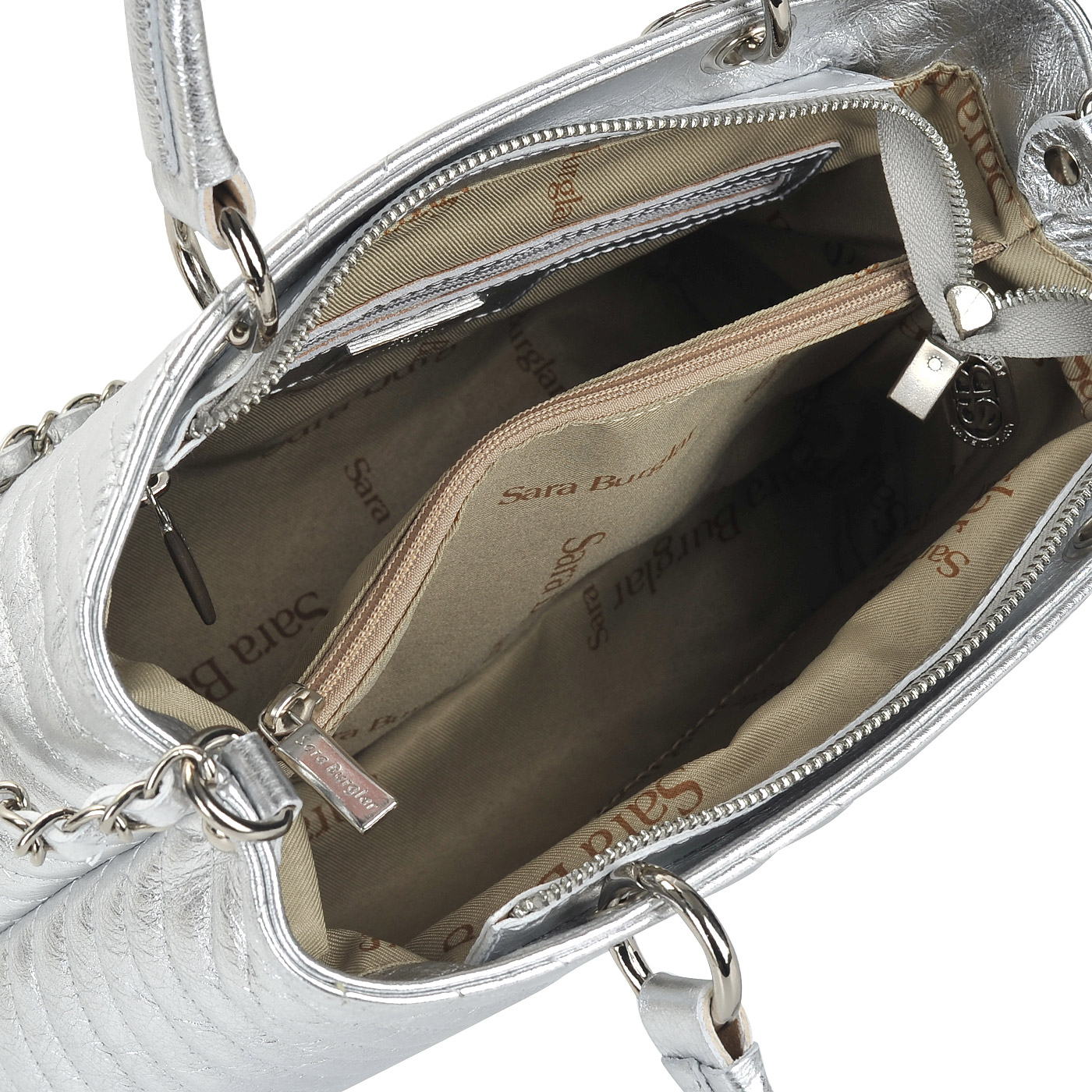 Женская стеганая сумочка из металлизированной кожи Sara Burglar Giola